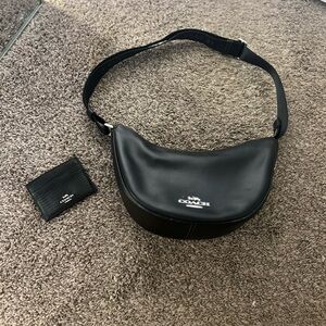 Coach Black Leather Crossbody and Card Case